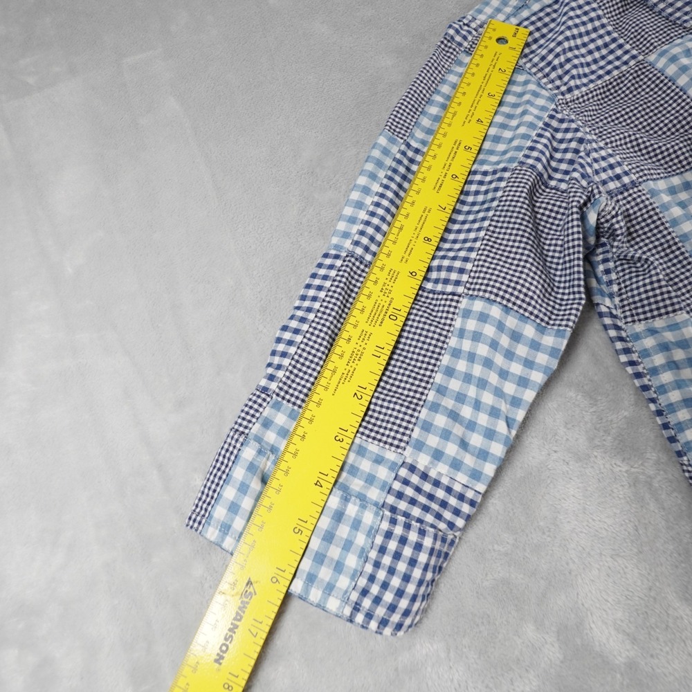 Womens Madras Check Button Up Shirt Blue M Cotton Preppy Coastal Casual - Picture 7 of 11